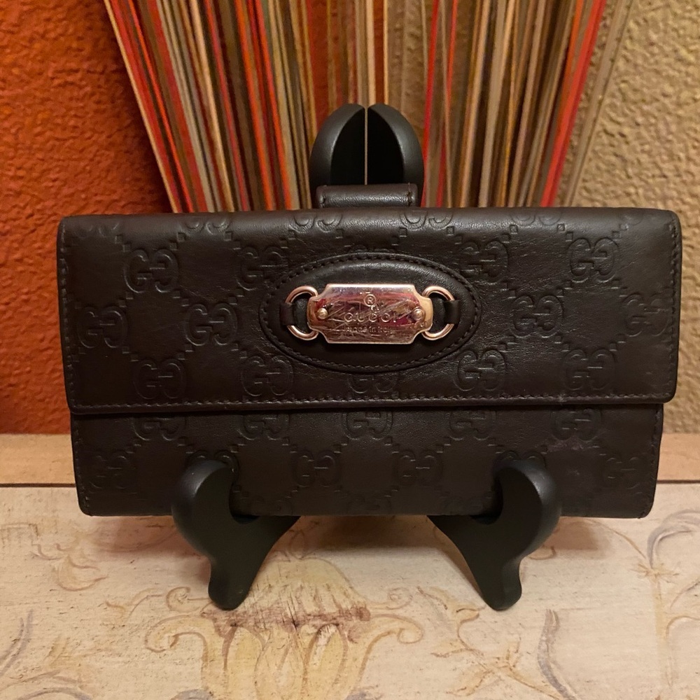 Gucci - GUC-Embossed Guccissima Chocolate Brown Long Continental Leather Wallet